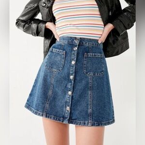 Urban Outfitters BDG Denim Button-Front High-Waisted Blue Mini Skirt, Size XS